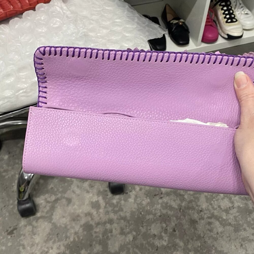 Fatto A Mano By Carlos Falchi Python Leather Purp… - image 8